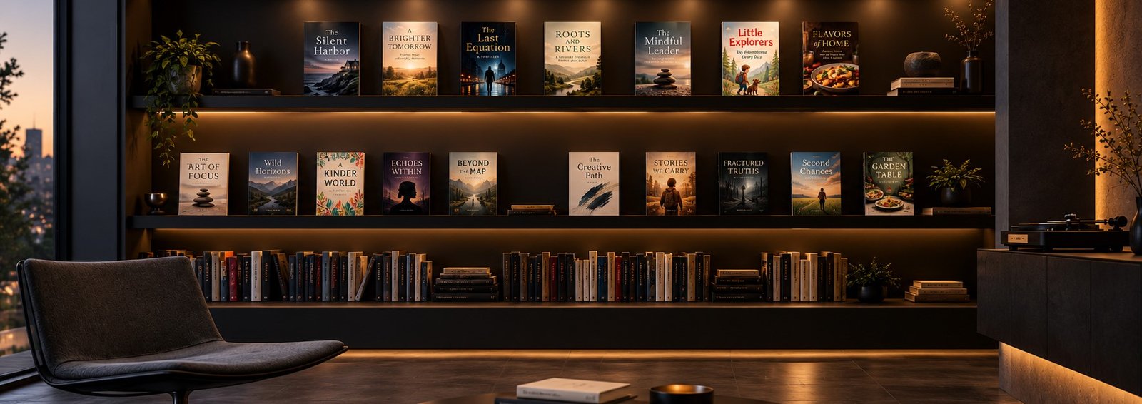 A row of published books